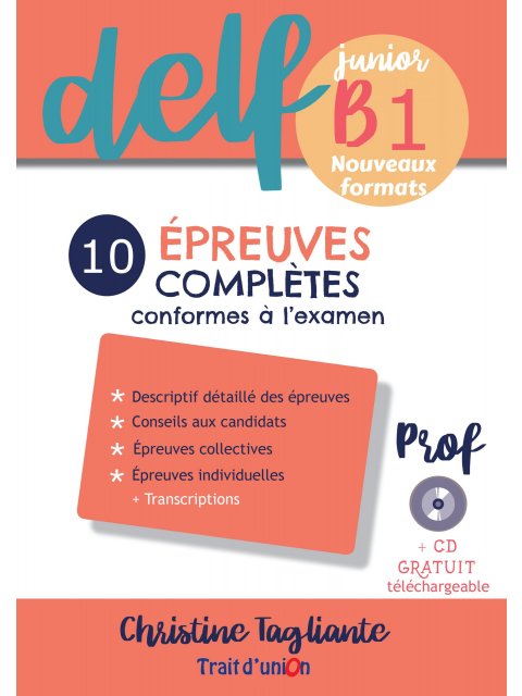 NOUVEAU DELF JUNIOR B1 10 EPREUVES COMPLETES PROFESSEUR