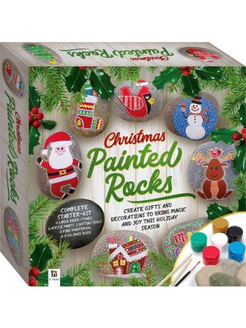 GIFT BOX CHRISTMAS PAINTED ROCKS