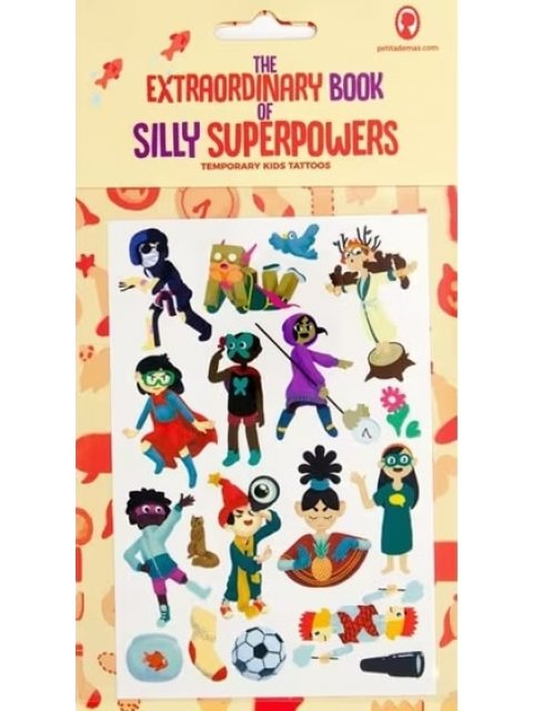 The extraordinary book of Silly Superpowers Temporary Tattoos for kids Προσωρινά τατουάζ για παιδιά