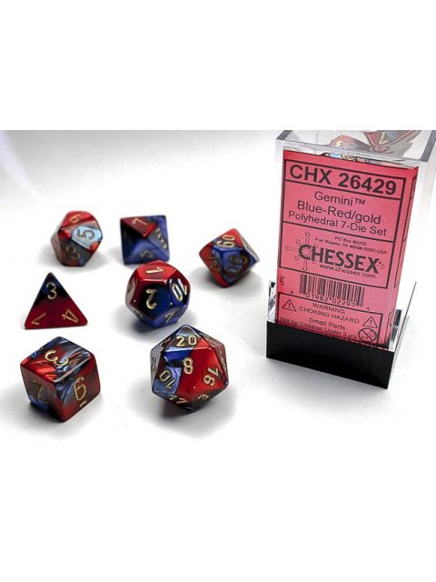 ΣΕΤ 7 ΠΟΛΥΕΔΡΑ ΖΑΡΙΑ - GEMINI BLUE-RED W/GOLD - CSX26429