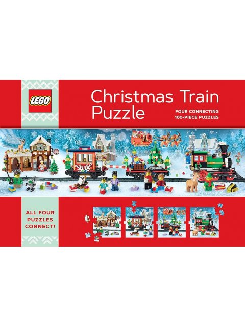 LEGO CHRISTMAS TRAIN PUZZLE : FOUR CONNECTING 100-PIECE PUZZLES