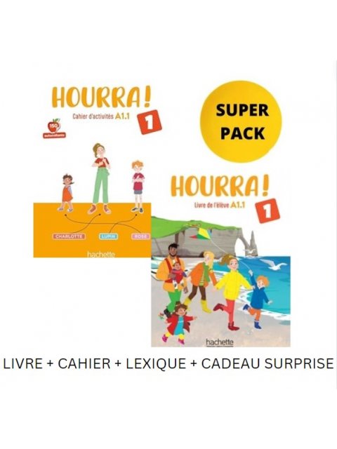 HOURRA! 1 SUPER PACK (LIVRE + CAHIER + LEXIQUE + CADEAU SURPRISE)