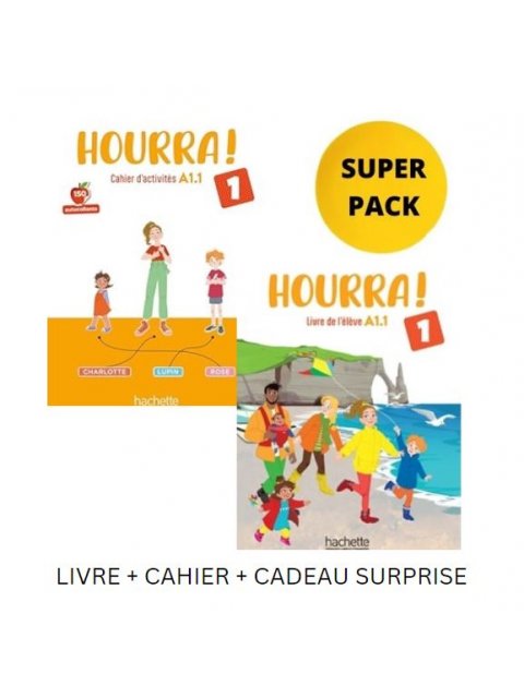 HOURRA! 1 SUPER PACK (LIVRE + CAHIER + CADEAU SURPRISE)