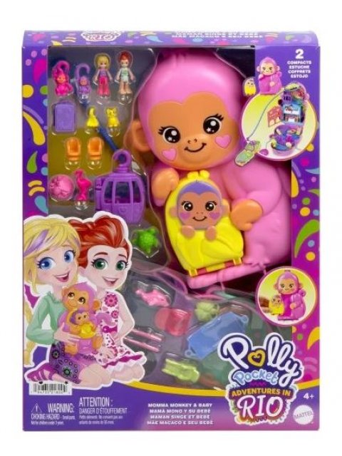 POLLY POCKET MINI - ΤΡΕΝΤΙ ΤΣΑΝΤΑΚΙ - Momma Monkey And Baby - HWP04