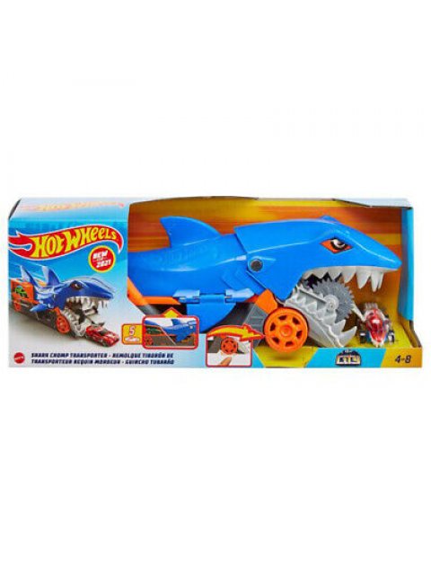 HOT WHEELS - SHARK CHOMP TRANSPORTER ΝΤΑΛΙΚΑ ΚΑΡΧΑΡΙΑΣ ΜΕ ΈΝΑ ΑΥΤΟΚΙΝΗΤΟ ΚΛΙΜΑΚΑΣ 1:64 - GVG36