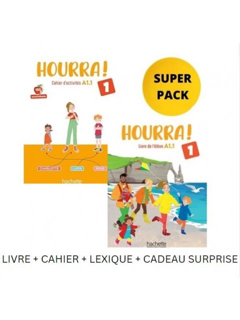 HOURRA! 1 SUPER PACK AR (LIVRE + CAHIER + LEXIQUE + CADEAU SURPRISE)