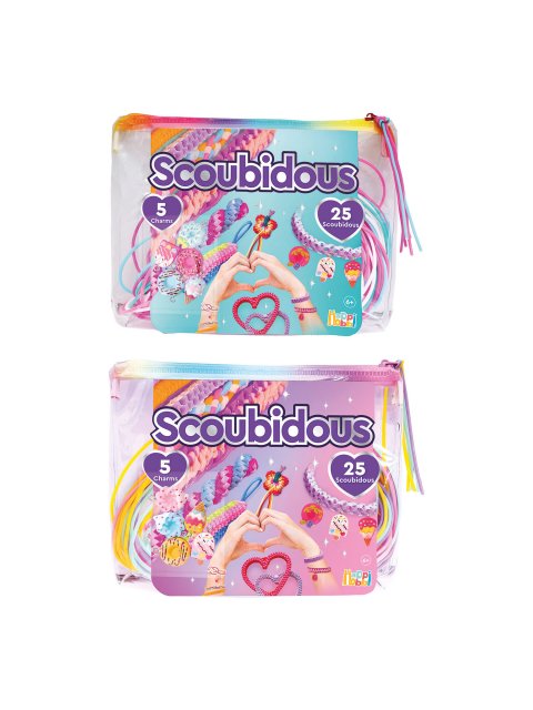 HAPPIHOBBI SCOUBIDOUS ΤΣΑΝΤΑΚΙ ΜΕ 25 SCOUBIDOUS & ΑΞΕΣΟΥΑΡ (2 ΣΧΕΔΙΑ - ΤΥΧΑΙΑ ΕΠΙΛΟΓΗ)